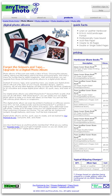 anyTime Photo Albums Page