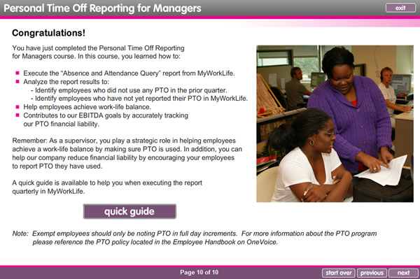 PTO WBT Course Page